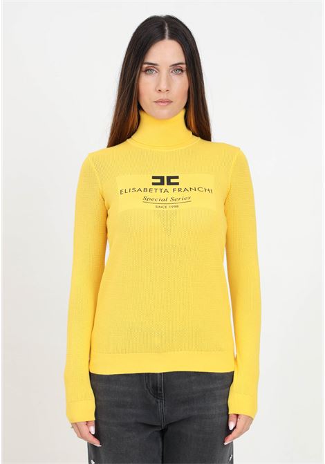 Maglioncino a collo alto giallo da donna con logo ELISABETTA FRANCHI | MK82Q46E2F28